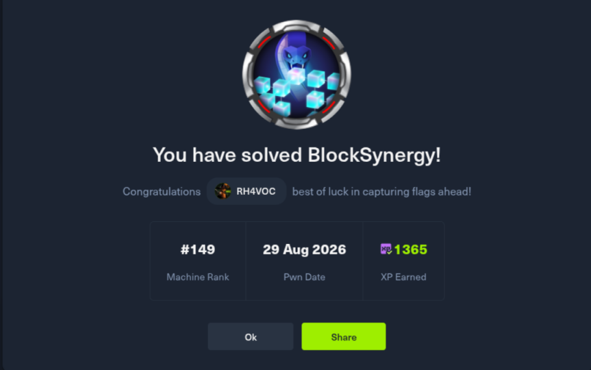 HTB BlockSynergy Complete Writeup - Blockchain PoW Mining, SSRF 0.0.0.0 Bypass, URL Userinfo Command Injection, Smart Contract Path Traversal and TOCTOU SUID Race to Root