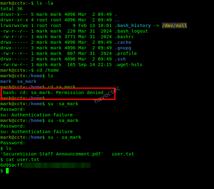 User flag captured on CCTV HackTheBox machine