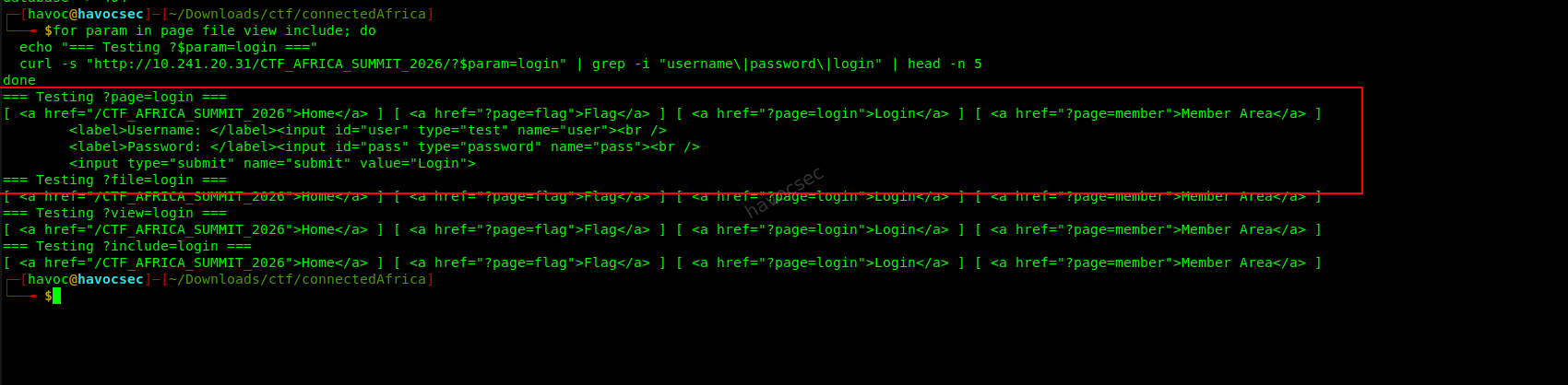 Confirming the login flow via the page parameter