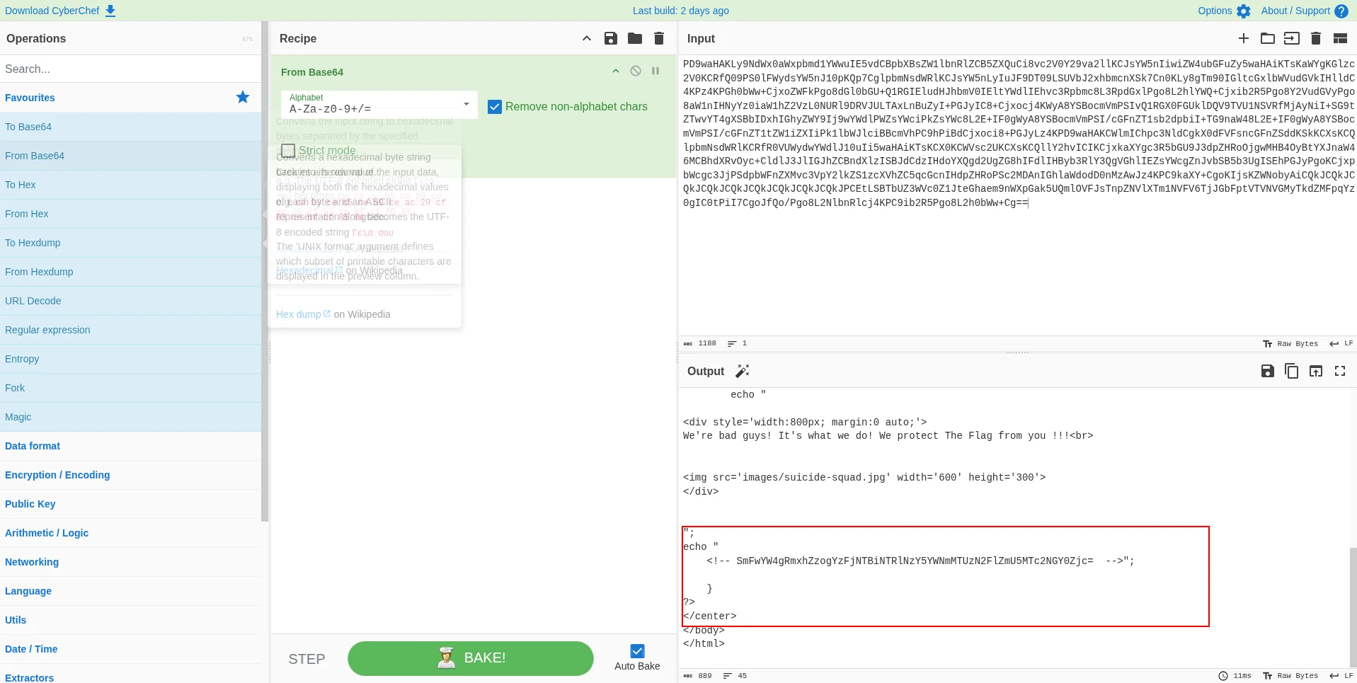 Decoding the blob with CyberChef
