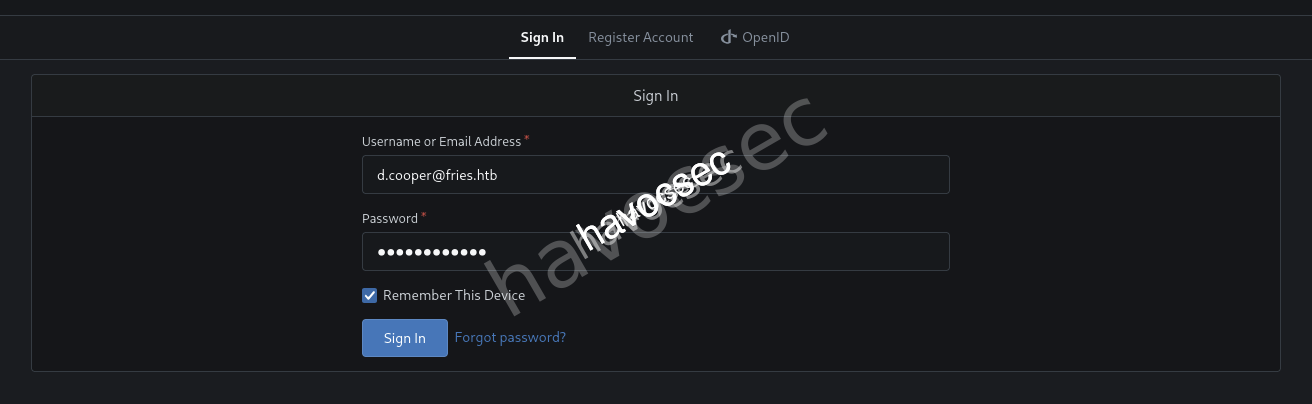 Fries Website Code Gitea Login