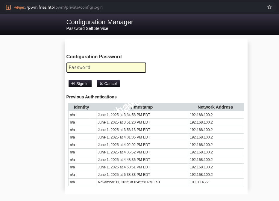 Fries Website PWN Configuration Manager