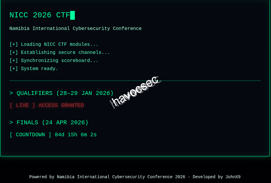 NICC 2026 CTF - Namibia International Cybersecurity Conference  Write-Up