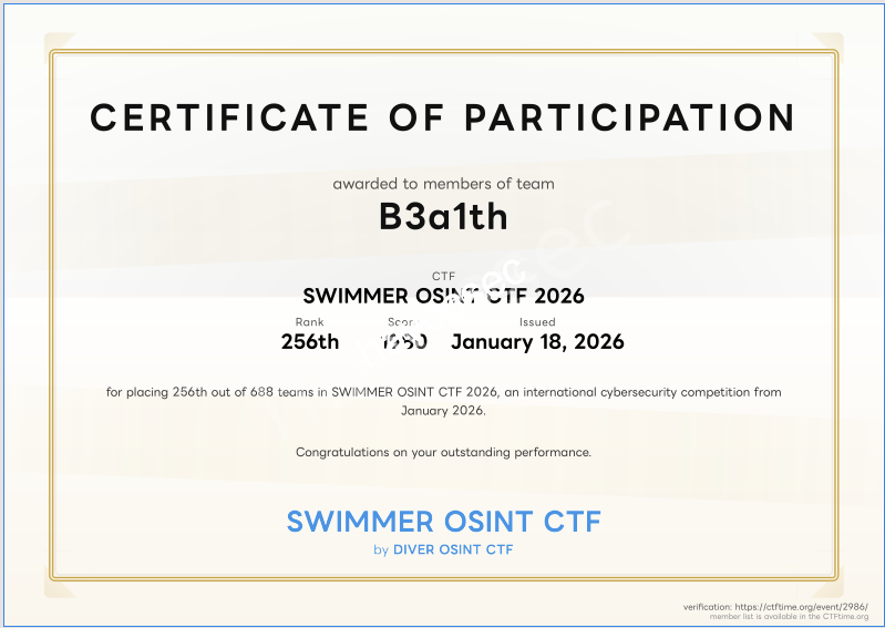 SWIMMER CTF OSINT Writeup: Advanced Image Forensics, AI Decoy Detection, and Real-World Attributionon open source intelligence.